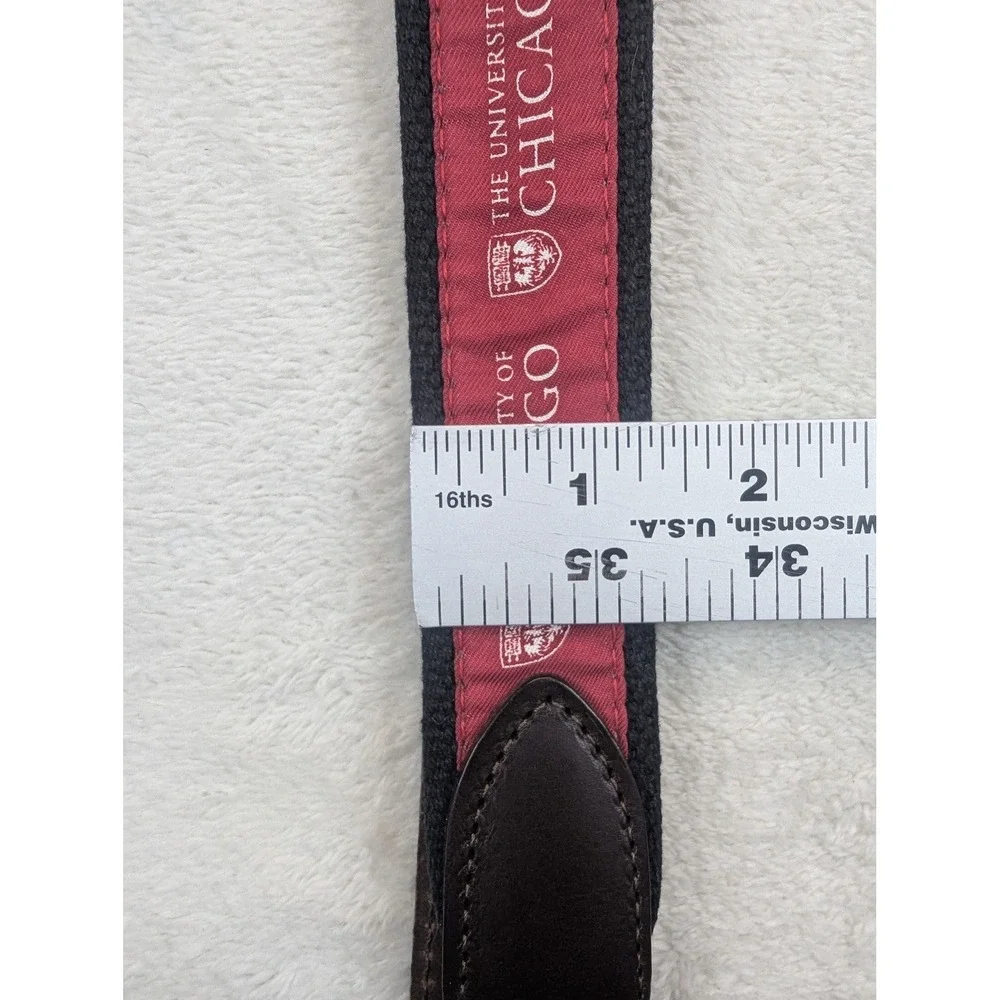 Vineyard Vines University of Chicago Club Belt Mens 38 Leather Canvas Maroons